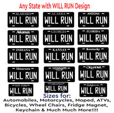 WILL RUN Any State Auto License Metal Plate Tag Car Bicycle ATV Keychain Magnet picture