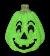 VTG Melted Plastic Popcorn Light up Jack-O-Lantern Pumpkin Green 7 In Halloween picture