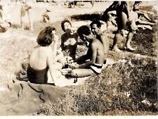 1950s Pretty Curvy Women Bikini and Shirtless Guys Bulge Trunks Vintage Photo picture