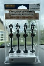 Lemax Lighted Accessory Gas Lantern Street Lamp With Christmas Wreath Set Of 4 picture