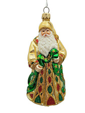 Patricia Breen In Excelsis Deo Gold Green Red Santa Claus Christmas Ornament picture