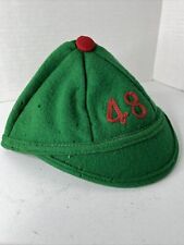 Vintage 1930s Wool Freshman College Beanie Cap Hat Short Brim Antique Green picture