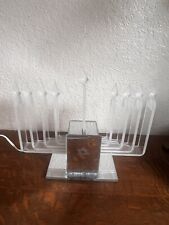 MID CENTURY MODERN LIGHTED LUCITE & MIRROR MENORAH WITH LIGHTED STAR OF DAVID picture