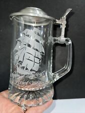 Nautical Heavy Glass Lidded Beer Stein ARIEL SHIP 1886 CUI (Old Spice) ITALY picture