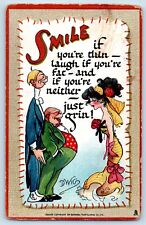 Dwig Tuck Artist Signed Postcard Smile If You're Thin Laugh If You're Fat c1910s picture