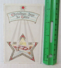 CHRISTMAS JOYS BE THINE Vintage Christmas Greeting Card 1920's 1930's OS27 picture