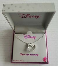 Disney Mickey Mouse Never Stop Dreaming Necklace Fine Silver Plated NEW Chain picture