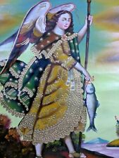 Peruvian painting handmade Arcangel san rafael cusco 17.4x 13 picture