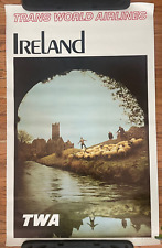 Large Vintage TWA Ireland Travel Poster 45x30