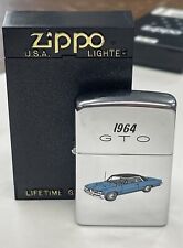 ZIPPO 1990 GTO PONTIAC 1964 POLISHED CHROME LIGHTER UNFIRED IN BOX 104s picture