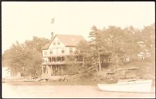 c1910s New Meadows Inn BATH ME Real Photo Postcard Water View Boat picture