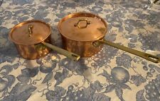 2 Copper Pot Sauce Pan Brass Handle Made In Korea picture