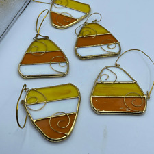 Vintage stained glass candy corn ornaments. Set of 5 picture