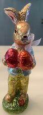 GANZ  Easter Foil Wrapped Faux Chocolate Bunny Rabbit w/Easter Eggs Figurine 12” picture