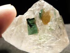 Green Verdelite TOURMALINE Crystal Cluster on Quartz Brazil 31.3gr picture