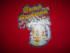 SUDS SUCKER Vintage Draft Beer Mug Drinker Bar Red 80's 1980's Large L T-Shirt picture