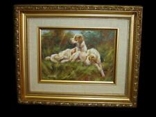 Antique Pair Of English Red And White Dog Setters Oil Painting By Elliot Marten. picture