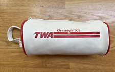 Vintage TWA Airlines White Zip Overnight Kit Travel Toiletry Bag -No Contents picture