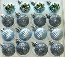  Christmas Frosty Blue Mini Ornaments Balls Decorations Non Shatter 7/8