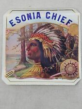 Indian Chief Cigar Label  c1910  - 4 x 4 in -- Esonia Chief  Genuine Original  picture