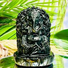 Golden Sheen Obsidian Ganesha Hand Carved Healing Crystal Carving 602g picture