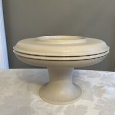 Vintage Tupperware Serve It All Set Pedestal Plate Chip & Dip Cake Stand Almond picture