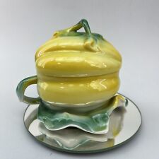 Covered Yellow Bell Pepper Porcelain Bowl Serving Dish Novelty Covered Bowl￼ picture