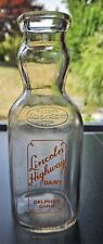 Vintage Lincoln Highway Dairy Delphos, Ohio Cream Top 1 Quart Milk Bottle picture