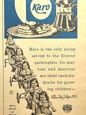 Karo Syrup Dionne Quintuplets Tricycles Pancake Breakfast Vintage Print Ad 1939 picture