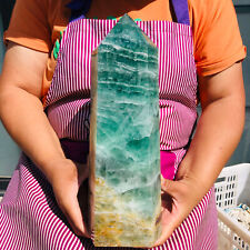 5700G Natural Fluorite Crystal Column Magic Wand Obelisk Point Earth Healing picture