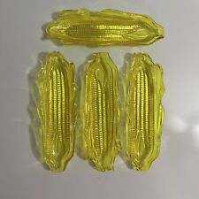 Vintage Art Deco Corn On The Cob Plastic Holders (4) Fluorescent Yellow 60’s picture
