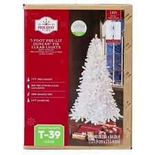 7 FT DUNCAN FIR WHITE CHRISTMAS TREE / 1066 TIPS & 400 LED LIGHTS / METAL STAND picture