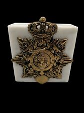VTG Enamel Je Maintiendrai COAT OF ARMS BADGE PIN Netherlands Gold Tone On Marbl picture