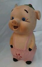 Large Vintage COMPOSITION Sitting Piggy Bank 10 3/4 In Tall 1950s  picture