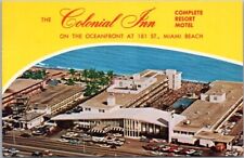 Miami Beach, Florida Postcard THE COLONIAL INN MOTEL Aerial View / 1964 Cancel picture
