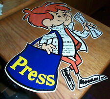 VINTAGE CLEVELAND PRESS NEWSPAPER PAPER BOY STICKER FASCAL 14 inches high picture