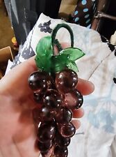 VTG MCM Lucite Dark Amber Purple Grape Cluster Wired Leaves  picture