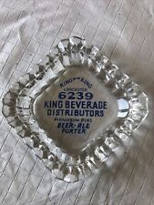 VINTAGE king Beverage dist. BEER ADVERTISEMENT GLASS  ASHTRAY 4.5”  lancaster pa picture