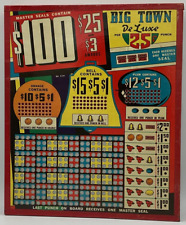 Vintage MCM Big Town De Luxe Gamble Punchboard 25 Cent Unpunched Casino Man Cave picture