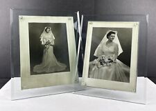 Vintage 1940's Thick Heavy Glass Tabletop Photo Picture Frames 8 lbs ~ Lot of 2 picture