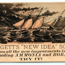 c1880s Boston Bay NY Sailboat Leggetts New Idea Borax Laundry Soap Trade Card C8 picture