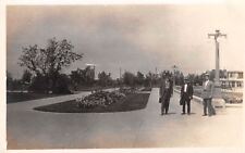 Lethbridge Alberta~3 Businessmen in Public Park~Briefcases~1930 Real Photo~RPPC picture