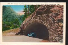 Old Postcard Car Tunnel Chimneys Smokey Mountains National Park 1930-1940s picture