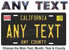 California Black  License Plate, ANY TEXT, VANITY, EMBOSSED LOOK, NEW picture