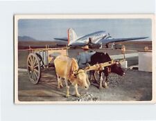 Postcard American Airlines Aircraft & Bull Carriage Mexico picture