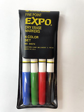 Vintage Sanford Expo Dry Erase Markers Black Blue Green Red Fine Tip picture