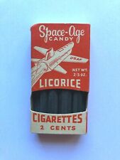  SPACE AGE FULL CANDY BOX LICORICE CIGARETTES 2 CENTS EARLY 60'S JUPITER MISSILE picture
