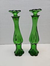 2-Vintage Emerald Green Glass Perfume Decanter Bottle With Glass Stopper Avon 9
