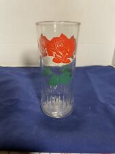 VINTAGE MCM ANCHOR HOCKING TUMBLER JELLY JAR-RED ROSE #1539 *MINT* picture
