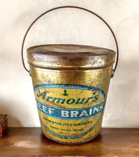 ARMOUR ARMOUR'S BEEF BRAINS 5 Lb. Tin Pail Can Bucket Vintage Advertising Empty picture